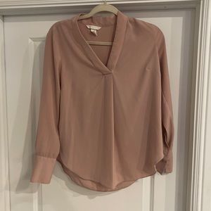 Blush sheer long sleeve blouse